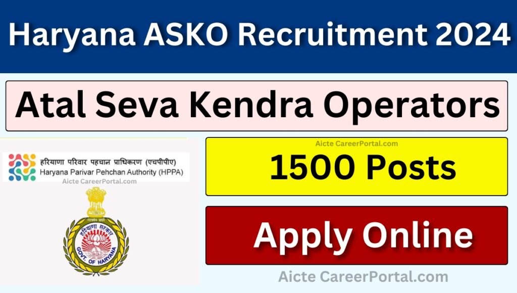 Haryana CRID ASKO Recruitment 2024 [1500 Post] Notification and Online Form
